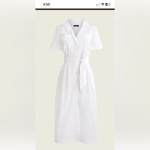 J. Crew Elegant White Midi Dress with Belt